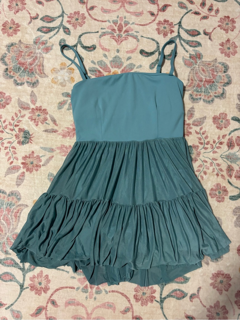 Blogilates Teal Mini Dress tiered mesh skirt